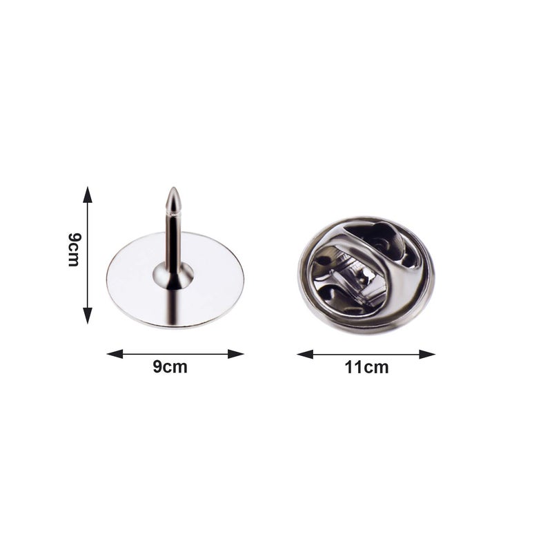 Canomo 50 Pairs Butterfly Clutch Tie Tacks Brass Pin Backs Blank Pin Keepers with 10mm Blank Pins(Silver) - Image 3